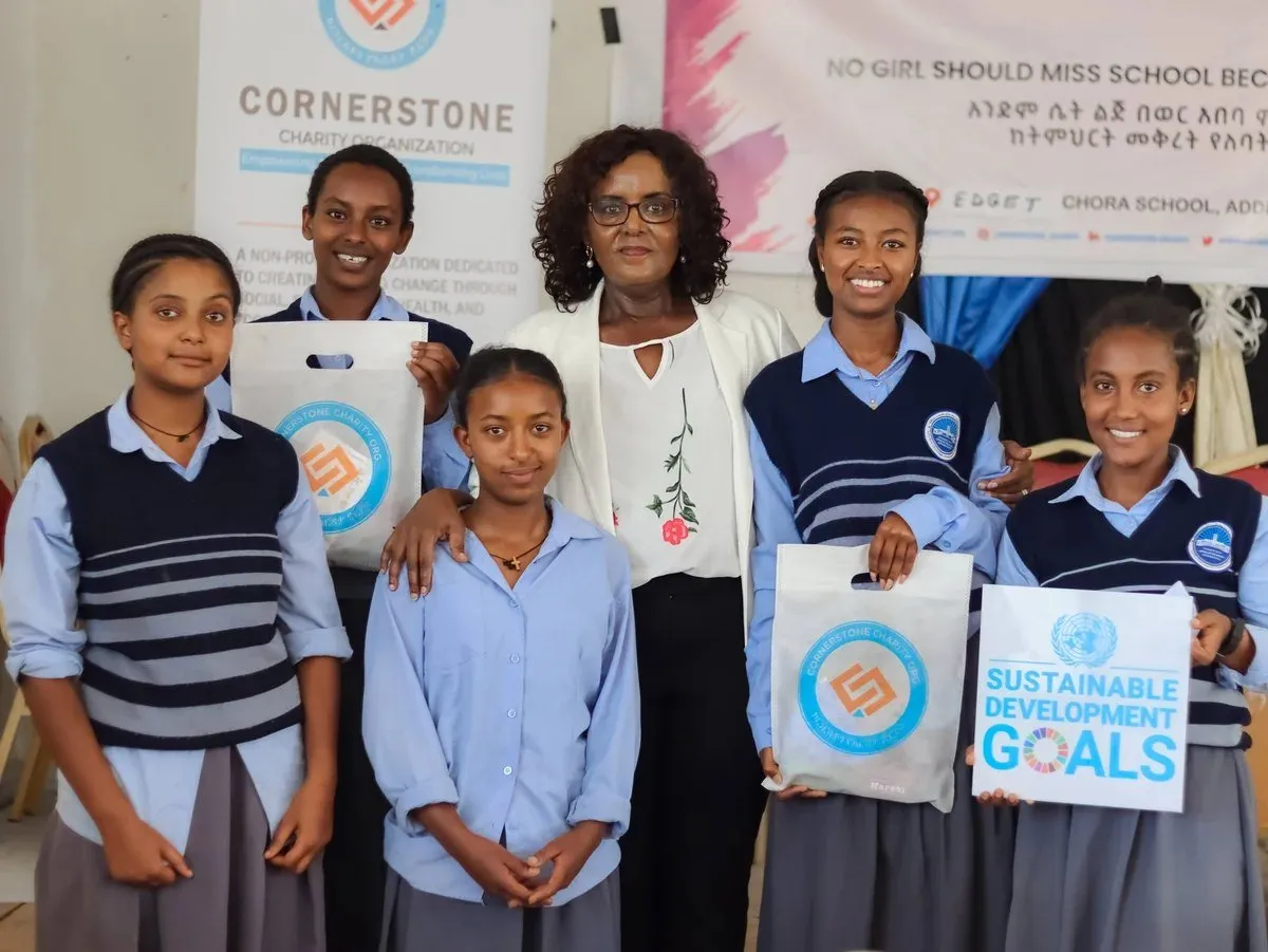 Schoolgirls with Cornerstone staff